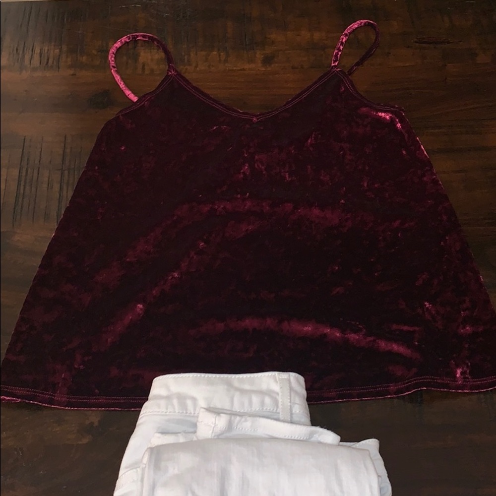 Hollister crushed maroon velvet tank top